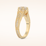 1.52 CT Round Shaped Pave Cathedral Moissanite Engagement Ring