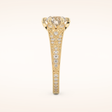 1.52 CT Round Shaped Pave Cathedral Moissanite Engagement Ring