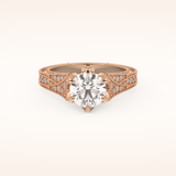 1.52 CT Round Shaped Pave Cathedral Moissanite Engagement Ring