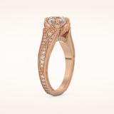 1.52 CT Round Shaped Pave Cathedral Moissanite Engagement Ring