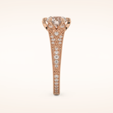 1.52 CT Round Shaped Pave Cathedral Moissanite Engagement Ring