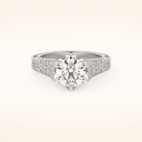 1.52 CT Round Shaped Pave Cathedral Moissanite Engagement Ring