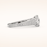 1.52 CT Round Shaped Pave Cathedral Moissanite Engagement Ring