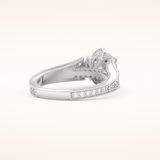 1.52 CT Round Shaped Pave Cathedral Moissanite Engagement Ring