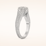 1.52 CT Round Shaped Pave Cathedral Moissanite Engagement Ring