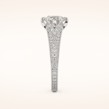 1.52 CT Round Shaped Pave Cathedral Moissanite Engagement Ring