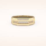 0.17 TCW Round Shaped Moissanite Channel Setting Men's Wedding Band