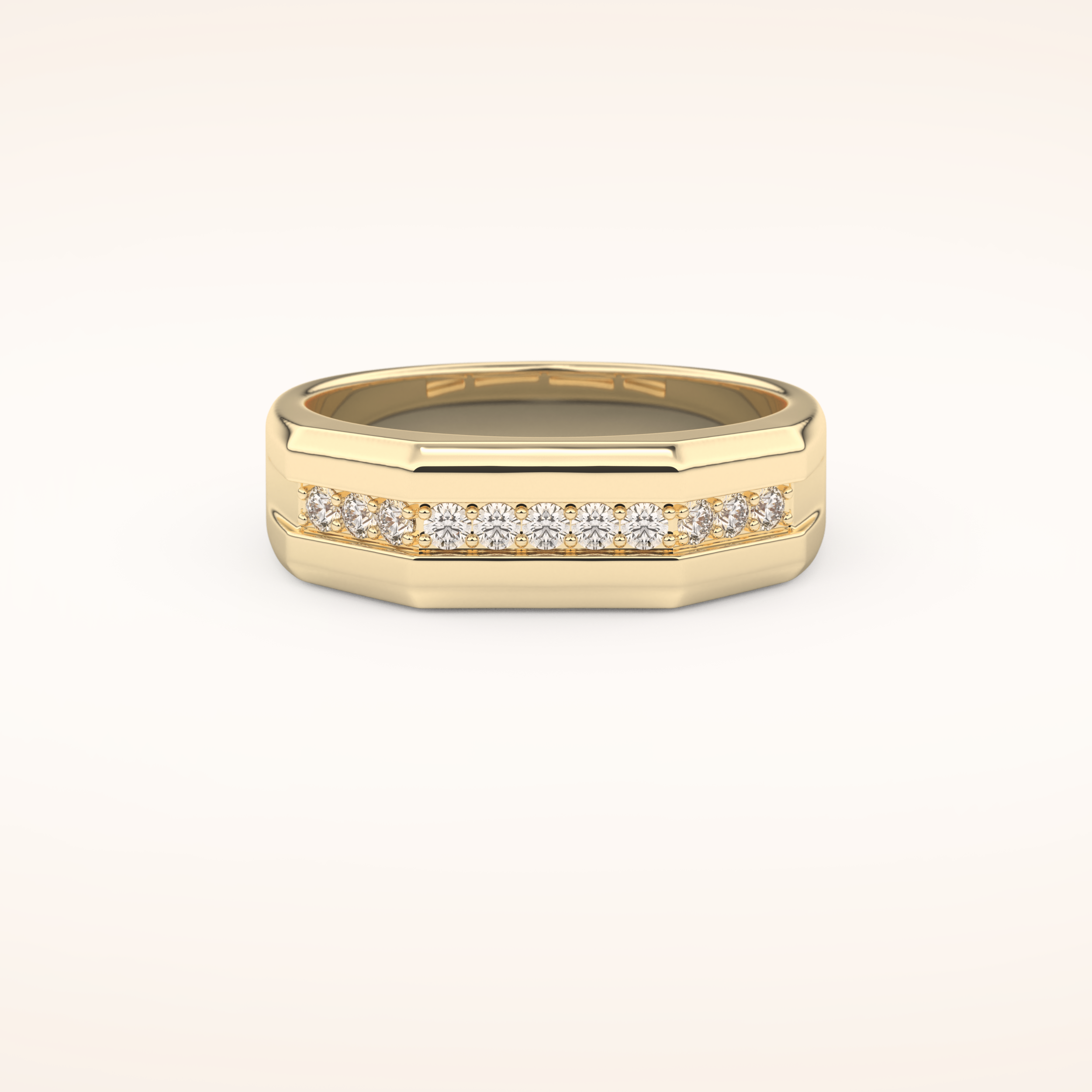 0.17 TCW Round Shaped Moissanite Channel Setting Men's Wedding Band