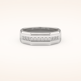 0.17 TCW Round Shaped Moissanite Channel Setting Men's Wedding Band