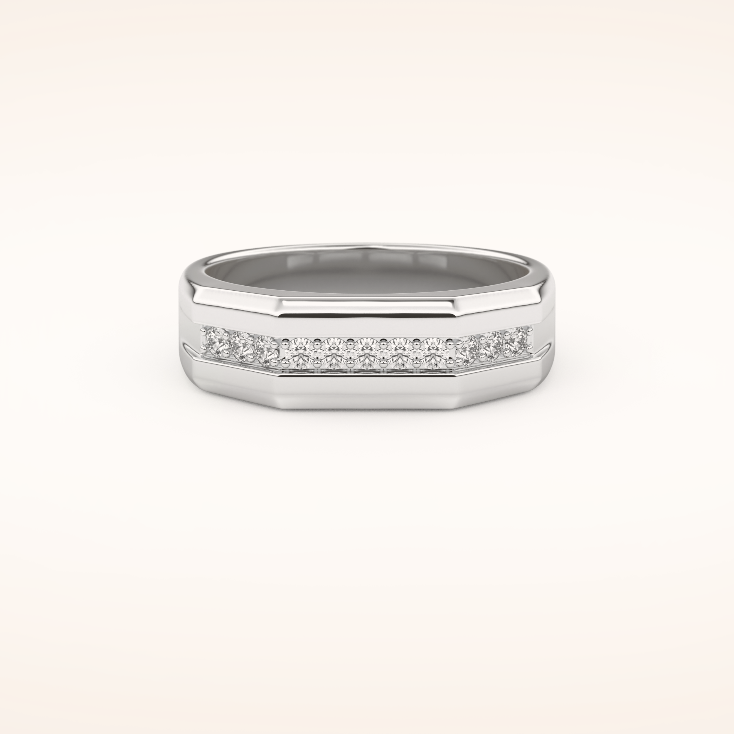 0.17 TCW Round Shaped Moissanite Channel Setting Men's Wedding Band