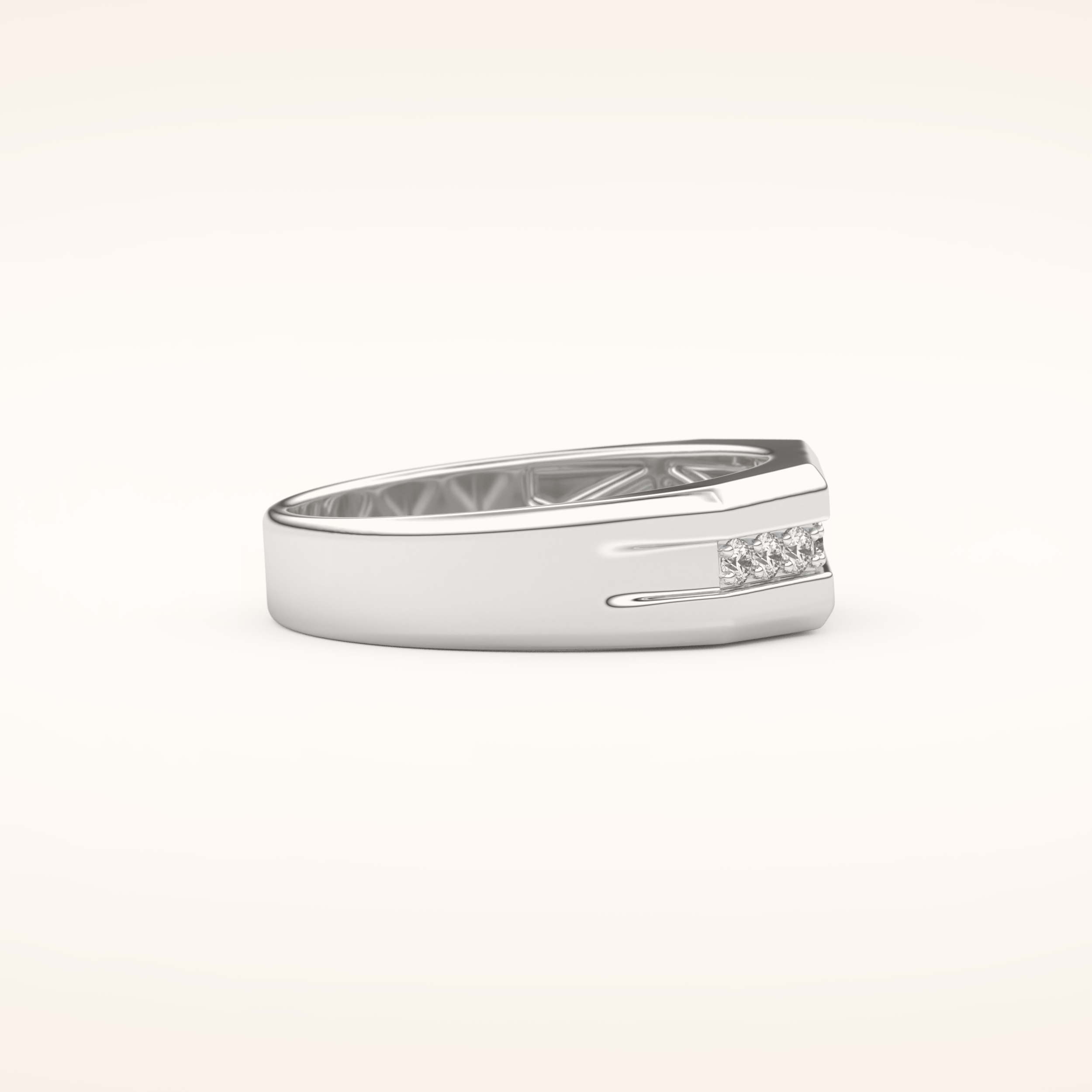 0.17 TCW Round Shaped Moissanite Channel Setting Men's Wedding Band