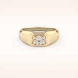0.5 CT East West Oval Shaped Moissanite Solitaire Men's Wedding Band