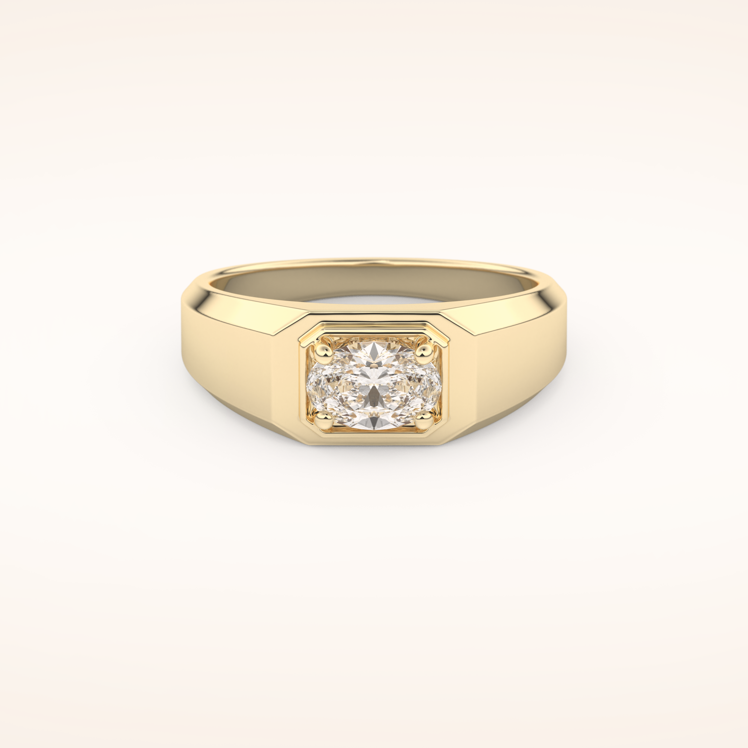 0.5 CT East West Oval Shaped Moissanite Solitaire Men's Wedding Band