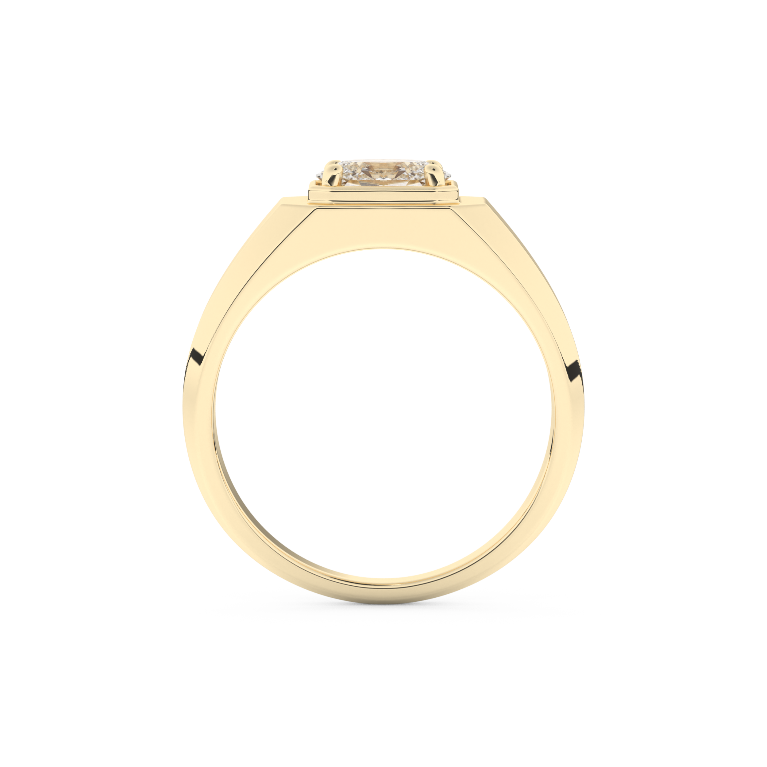 East West Oval Solitaire Lab Grown Diamond Men's Engagement Ring