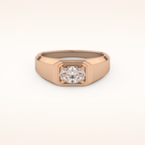 0.5 CT East West Oval Shaped Moissanite Solitaire Men's Wedding Band
