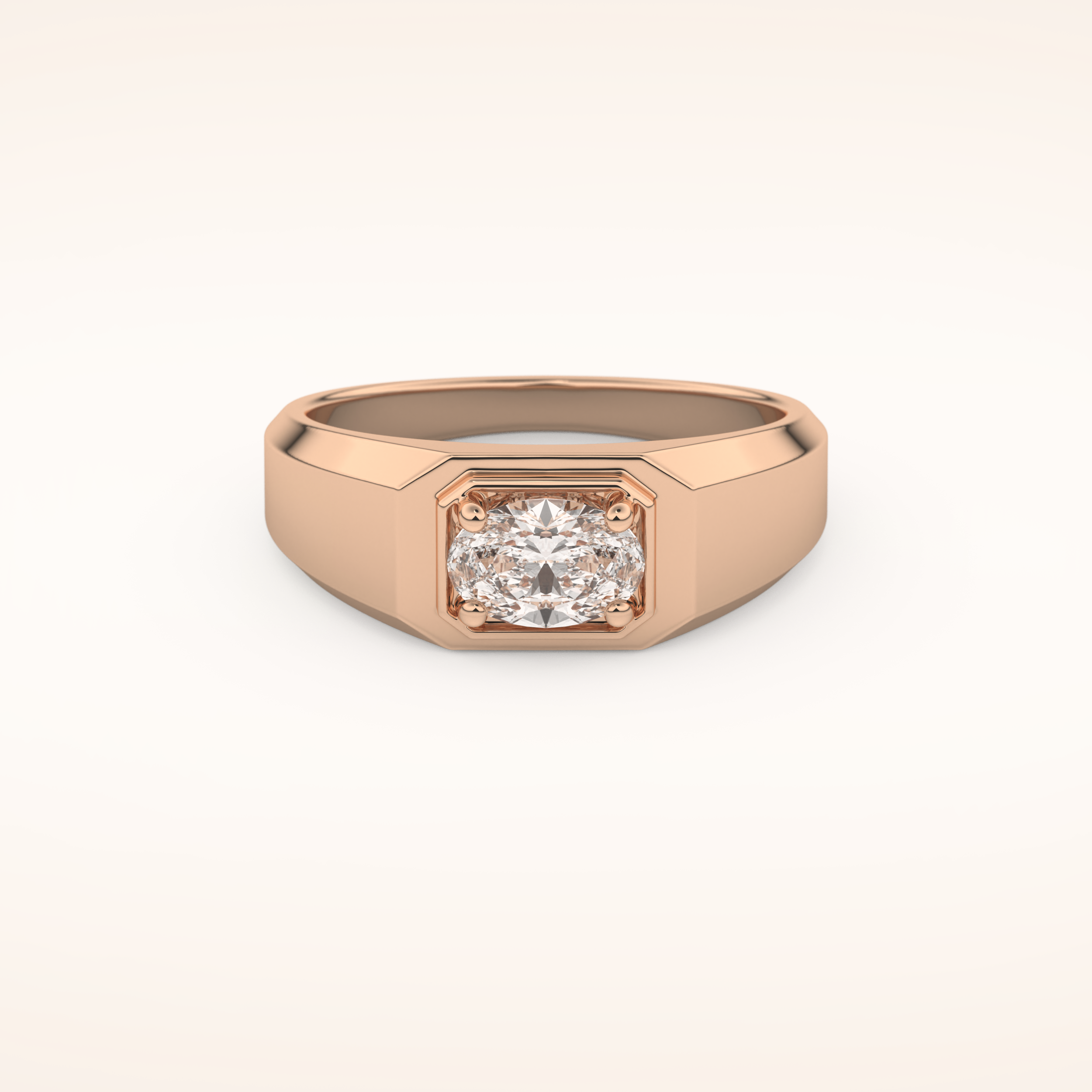 0.5 CT East West Oval Shaped Moissanite Solitaire Men's Wedding Band