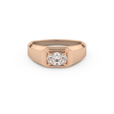 East West Oval Solitaire Lab Grown Diamond Men's Engagement Ring