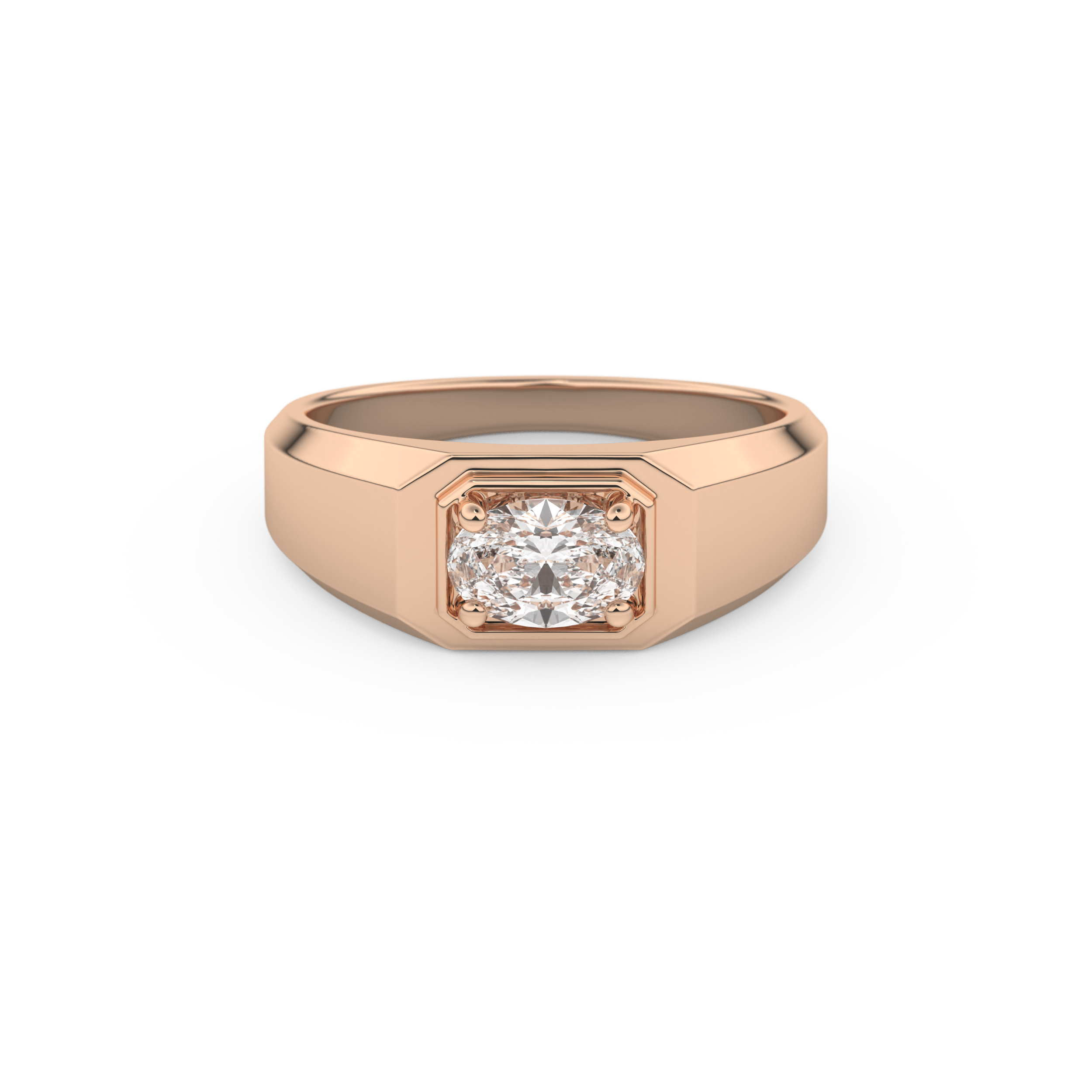 East West Oval Solitaire Lab Grown Diamond Men's Engagement Ring