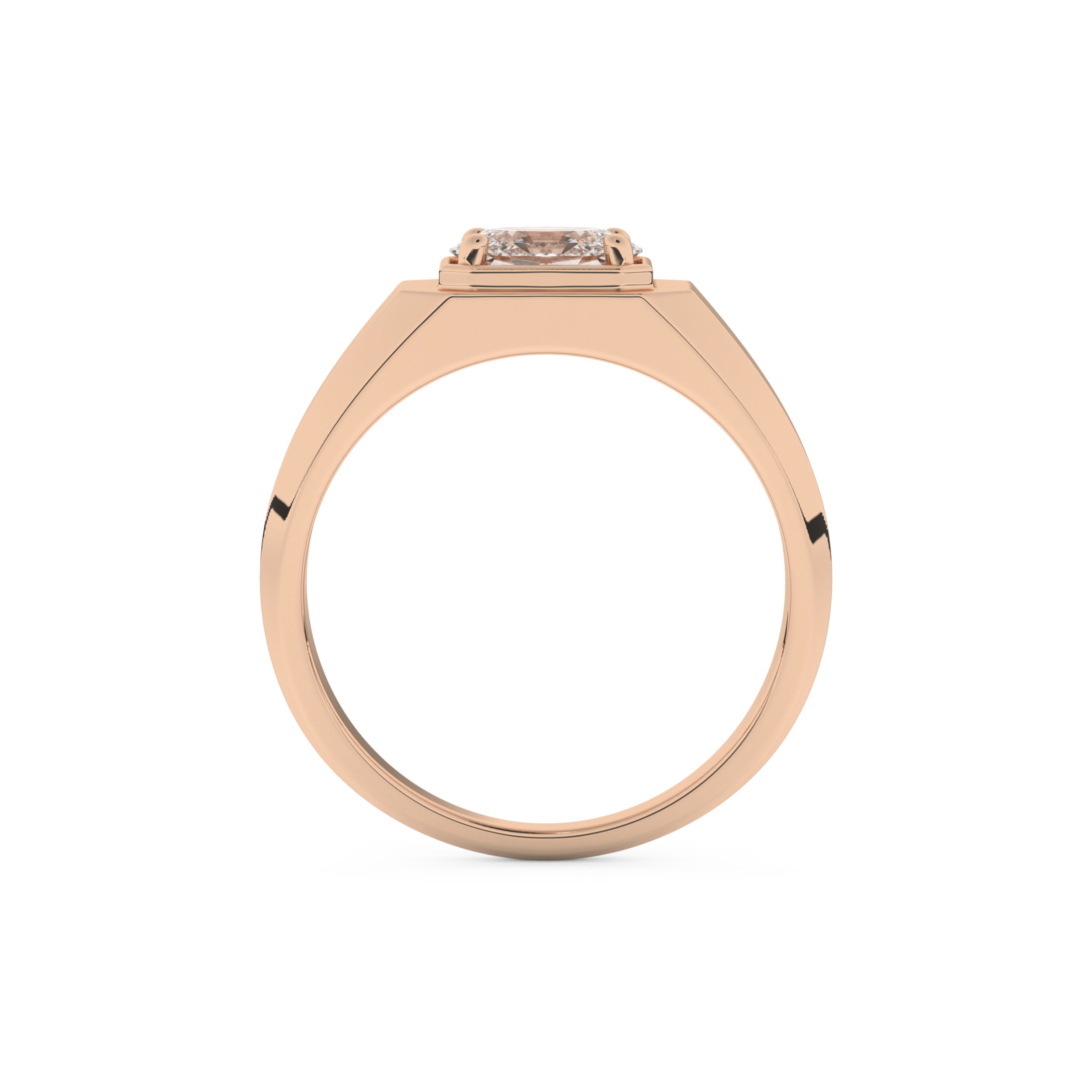 East West Oval Solitaire Lab Grown Diamond Men's Engagement Ring
