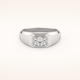 0.5 CT East West Oval Shaped Moissanite Solitaire Men's Wedding Band