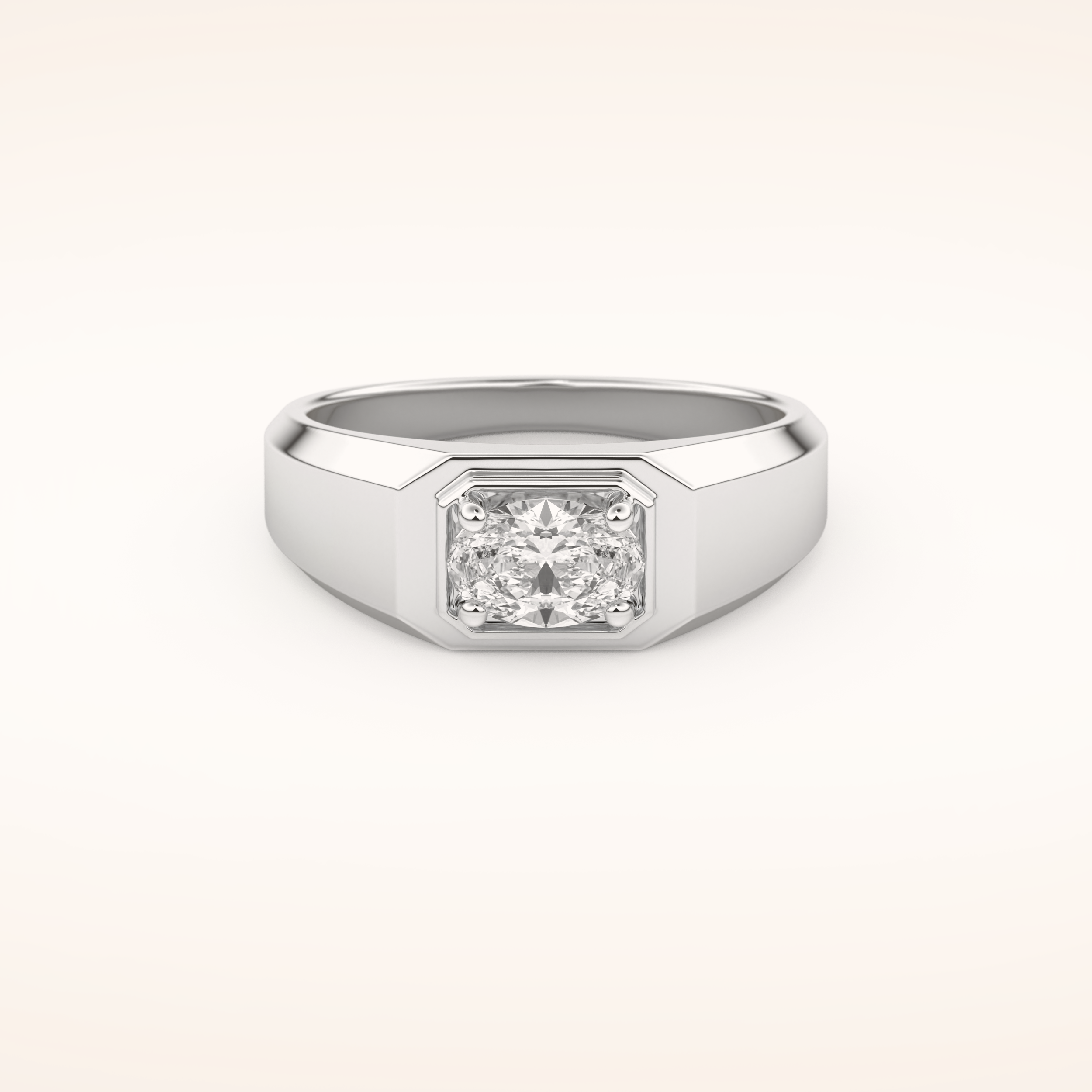 0.5 CT East West Oval Shaped Moissanite Solitaire Men's Wedding Band