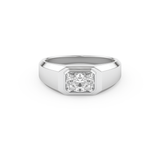 East West Oval Solitaire Lab Grown Diamond Men's Engagement Ring