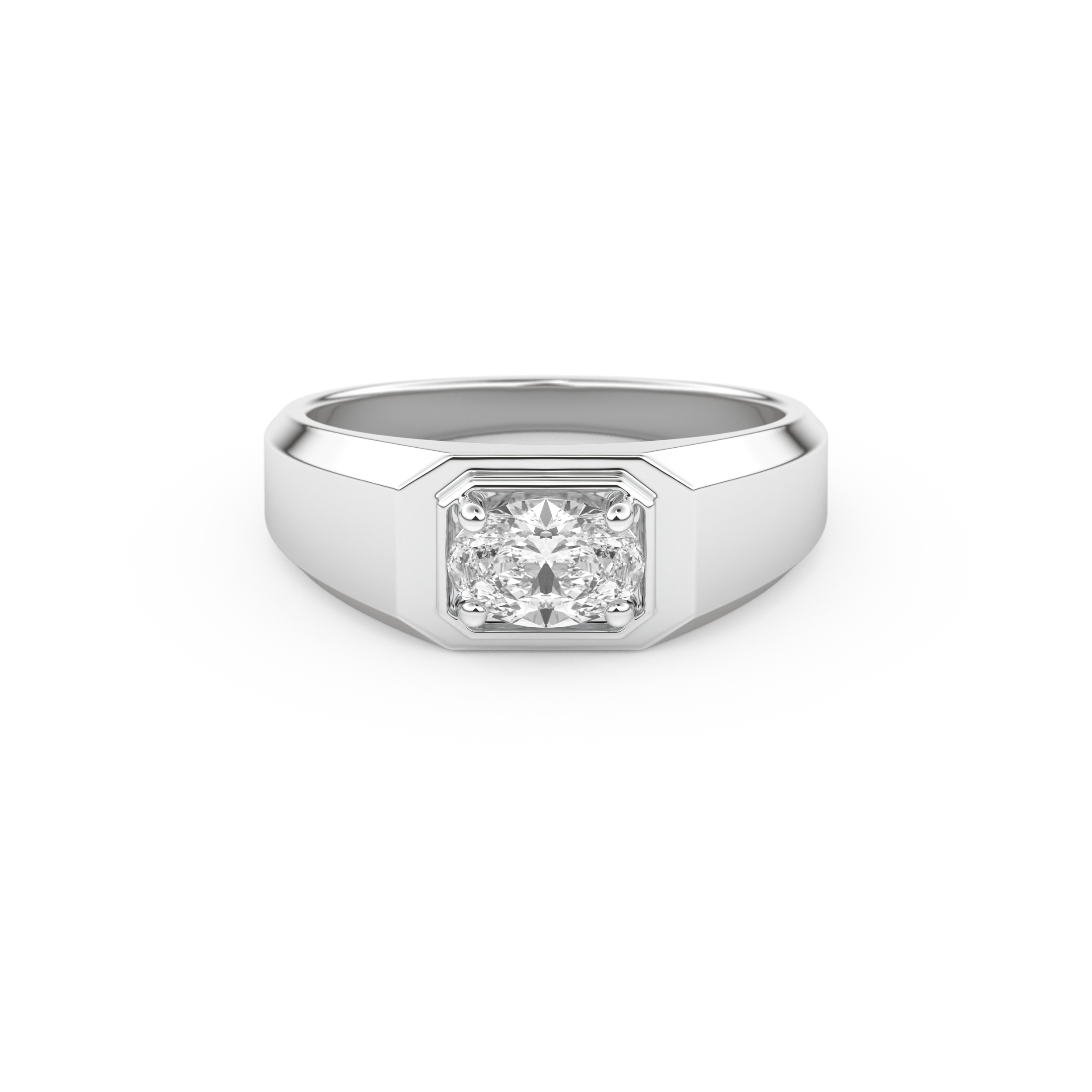 East West Oval Solitaire Lab Grown Diamond Men's Engagement Ring