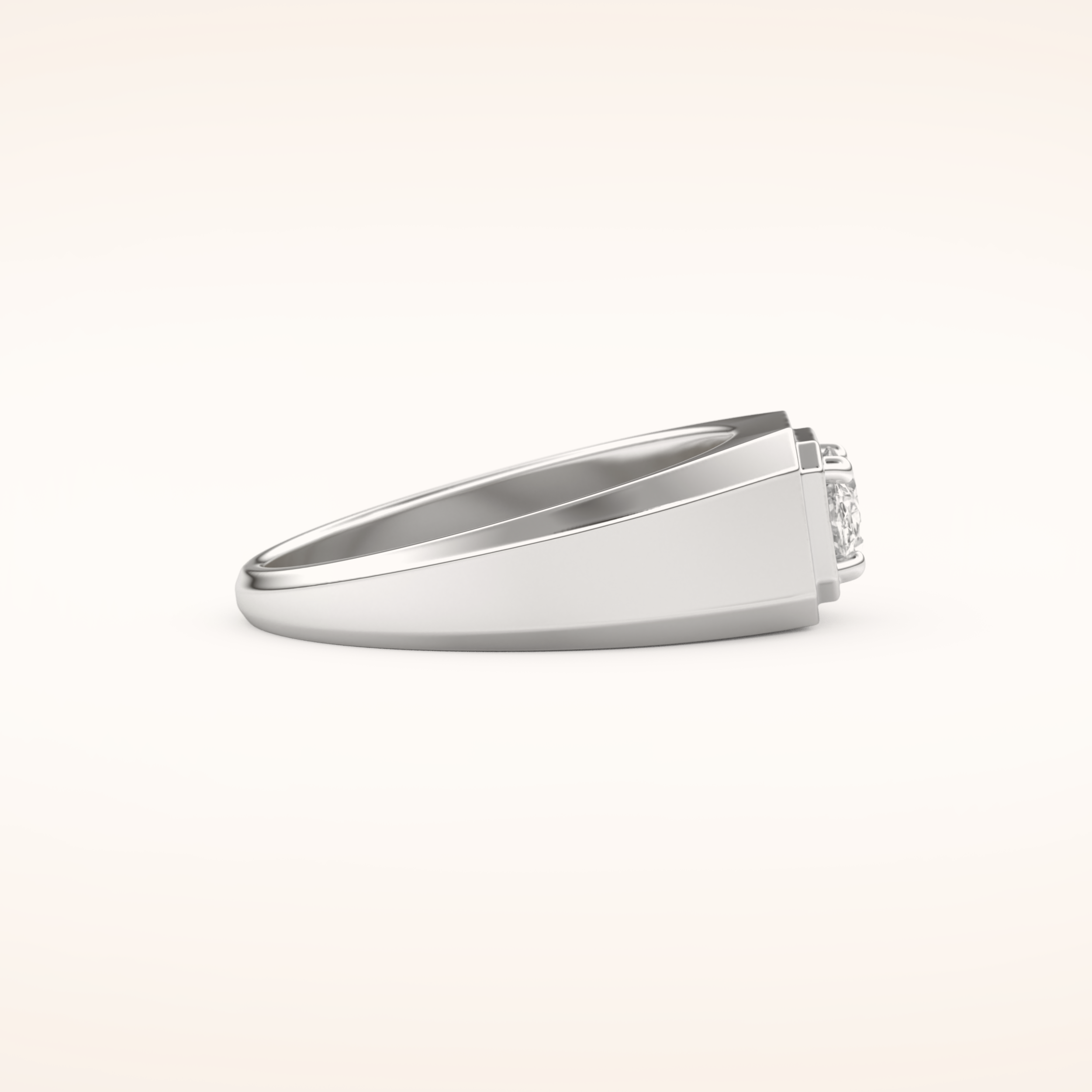 0.5 CT East West Oval Shaped Moissanite Solitaire Men's Wedding Band