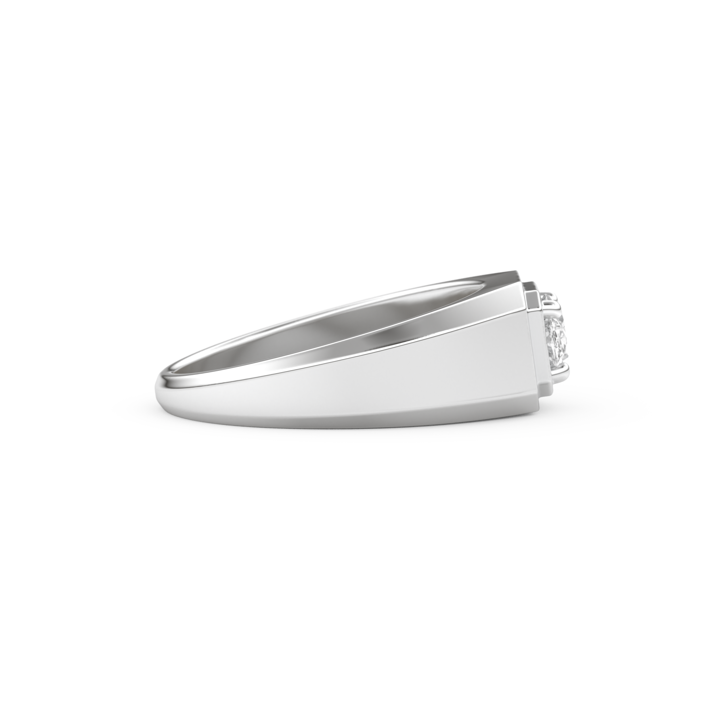 East West Oval Solitaire Lab Grown Diamond Men's Engagement Ring
