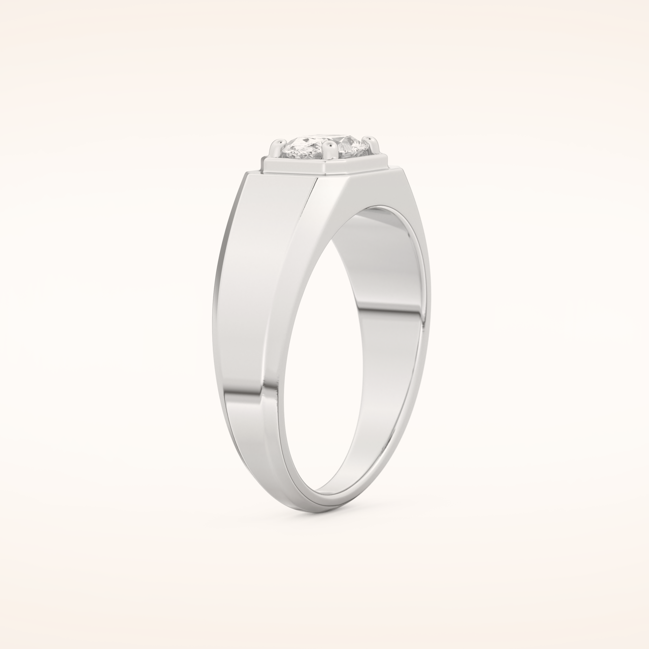0.5 CT East West Oval Shaped Moissanite Solitaire Men's Wedding Band