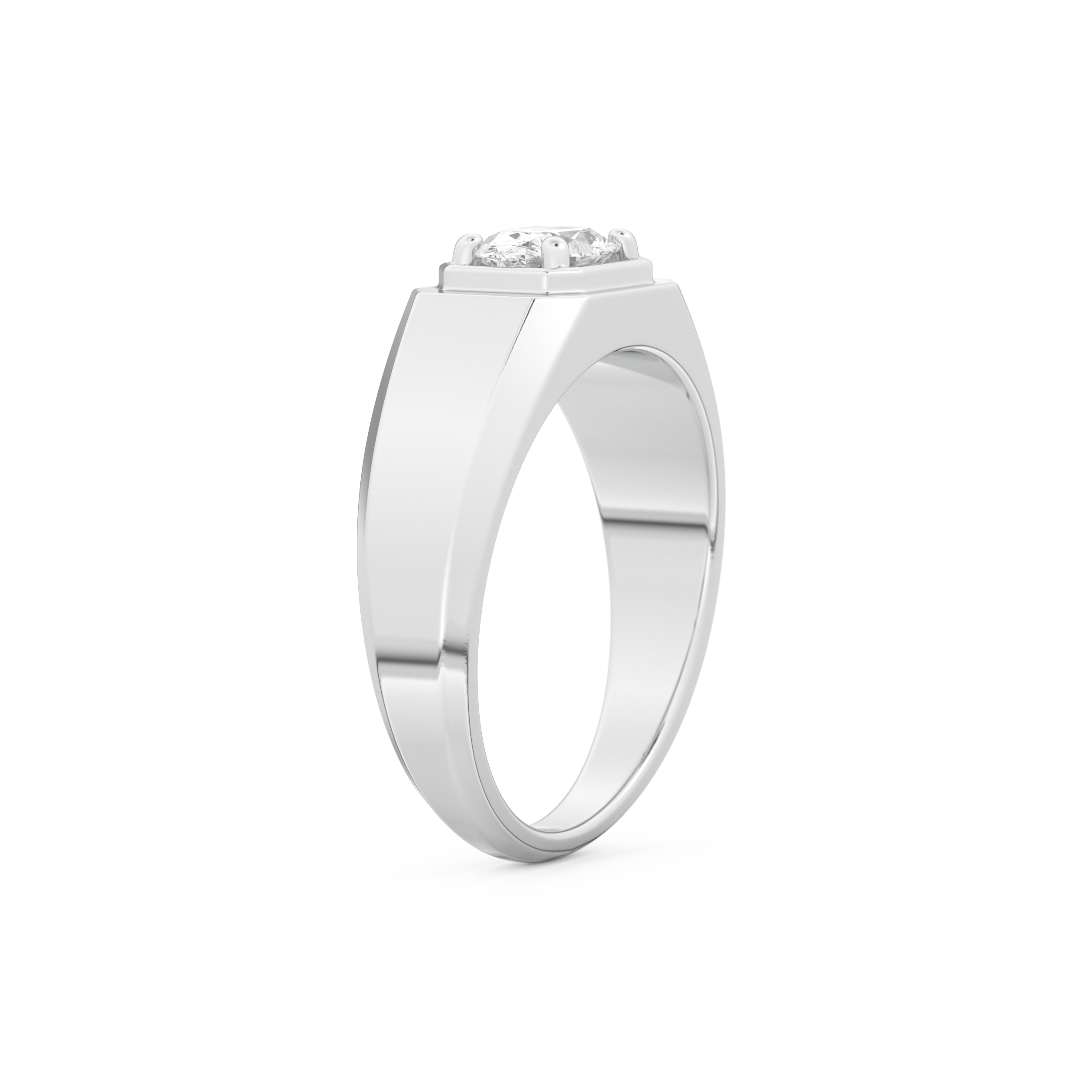 East West Oval Solitaire Lab Grown Diamond Men's Engagement Ring