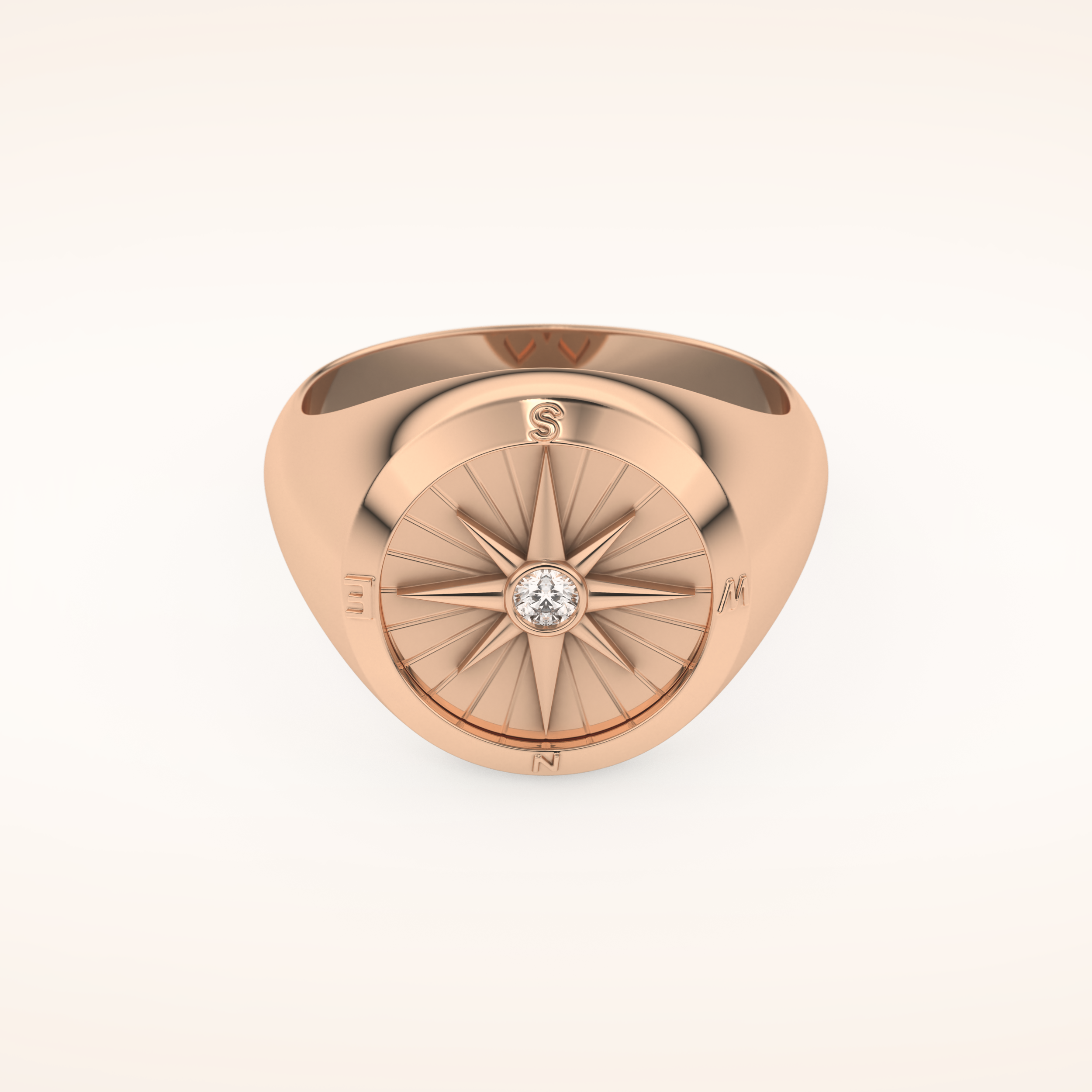 0.04 TCW Round Shaped Moissanite Compass Men's Wedding Band