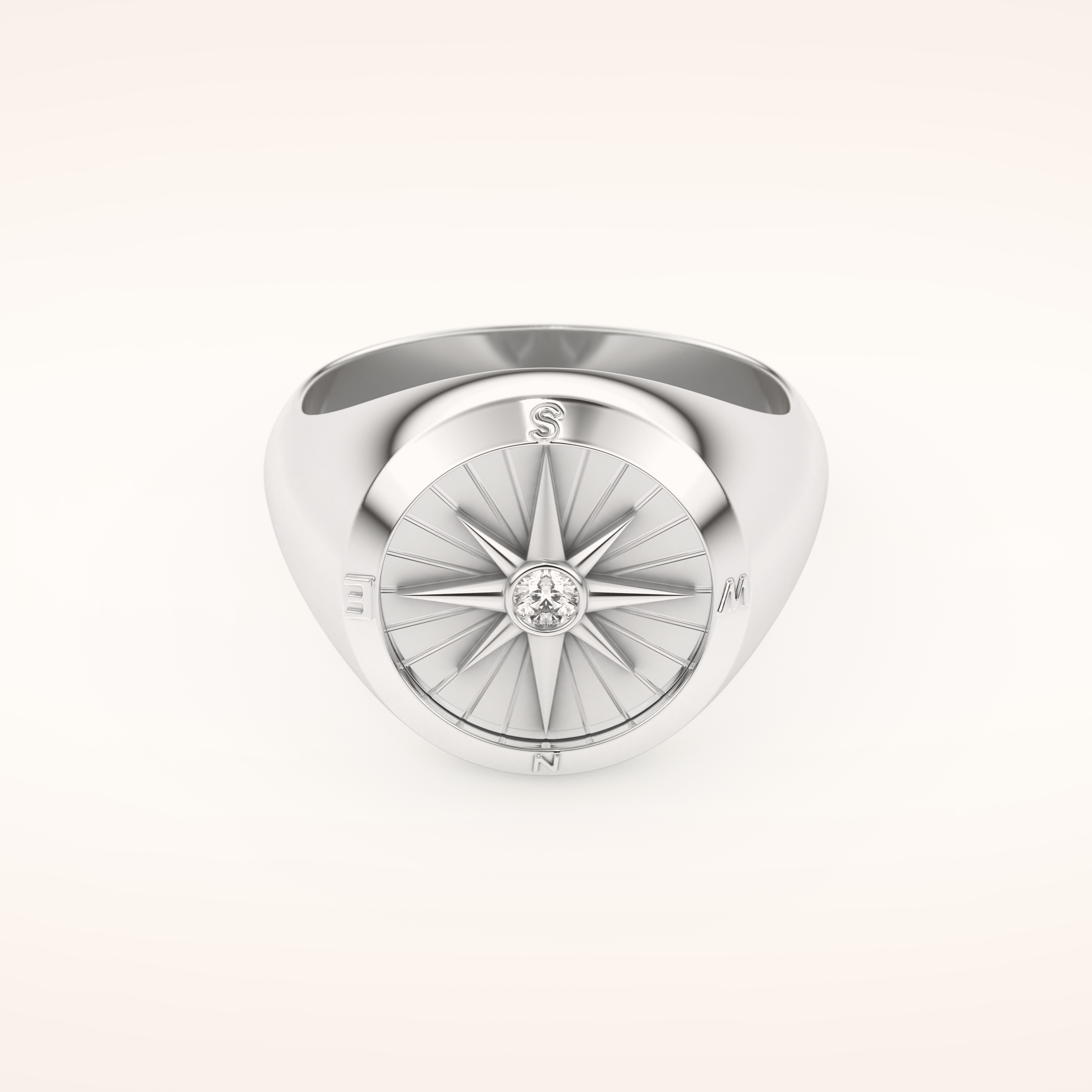 0.04 TCW Round Shaped Moissanite Compass Men's Wedding Band