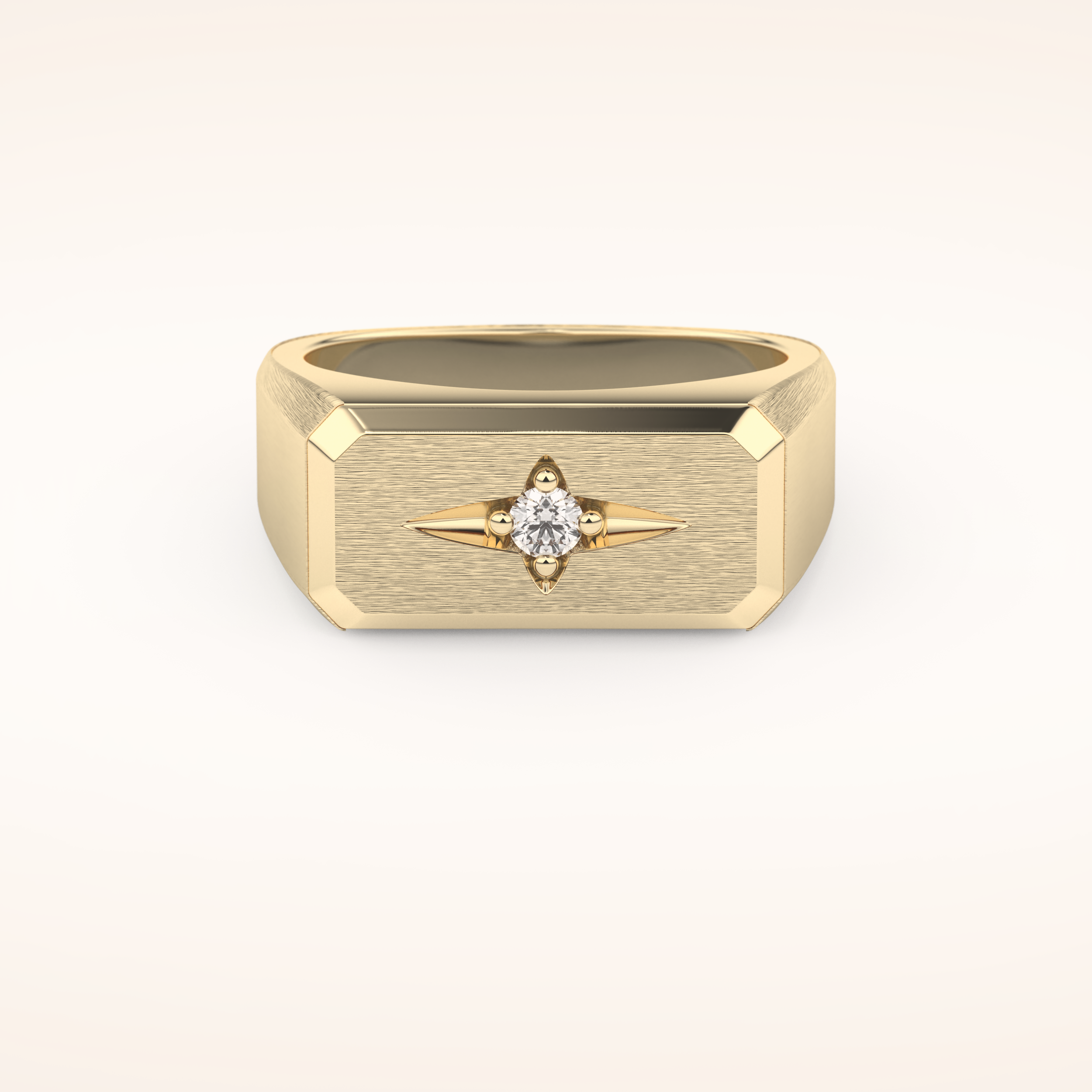 0.06 TCW Round Shaped Moissanite Signet Men's Wedding Band
