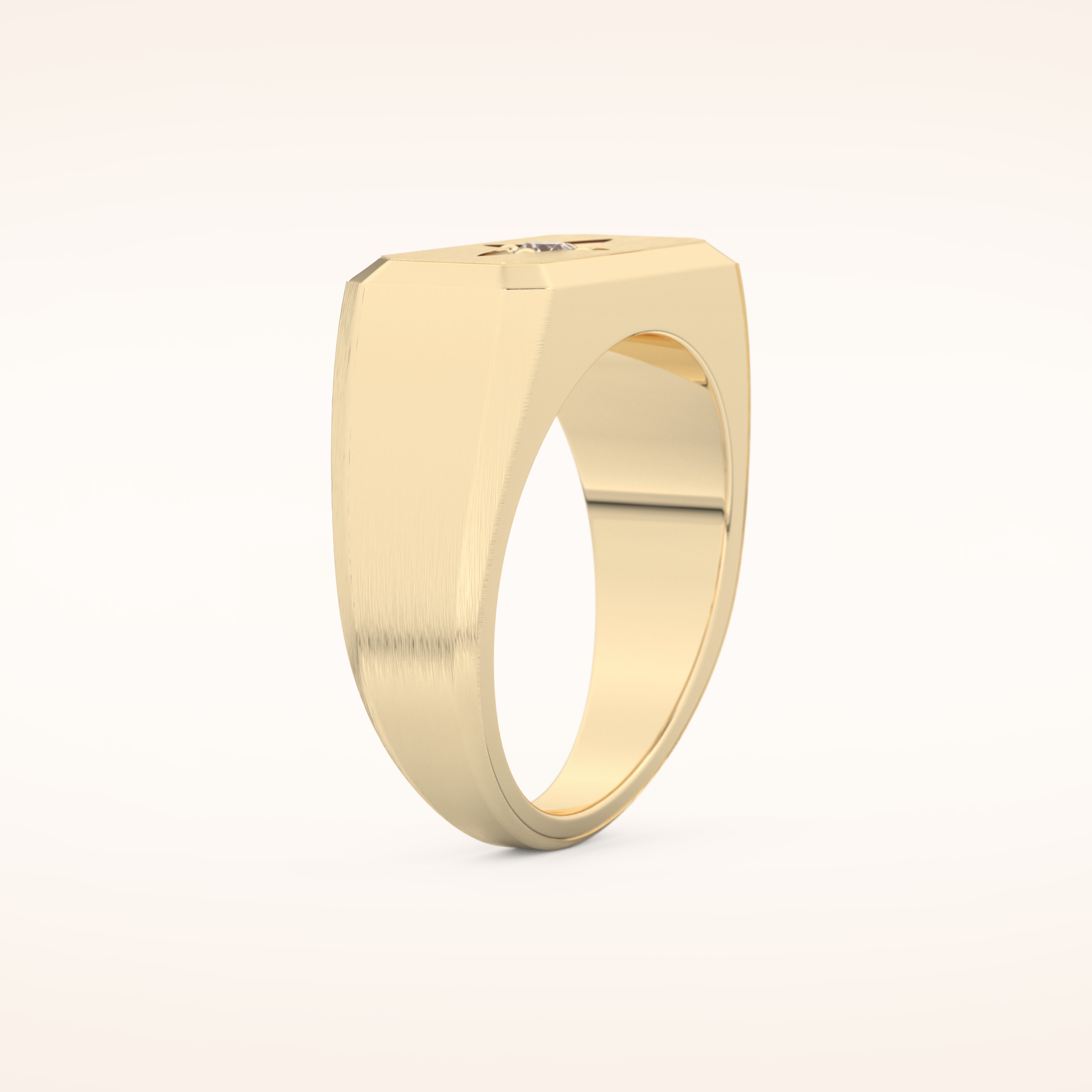 0.06 TCW Round Shaped Moissanite Signet Men's Wedding Band