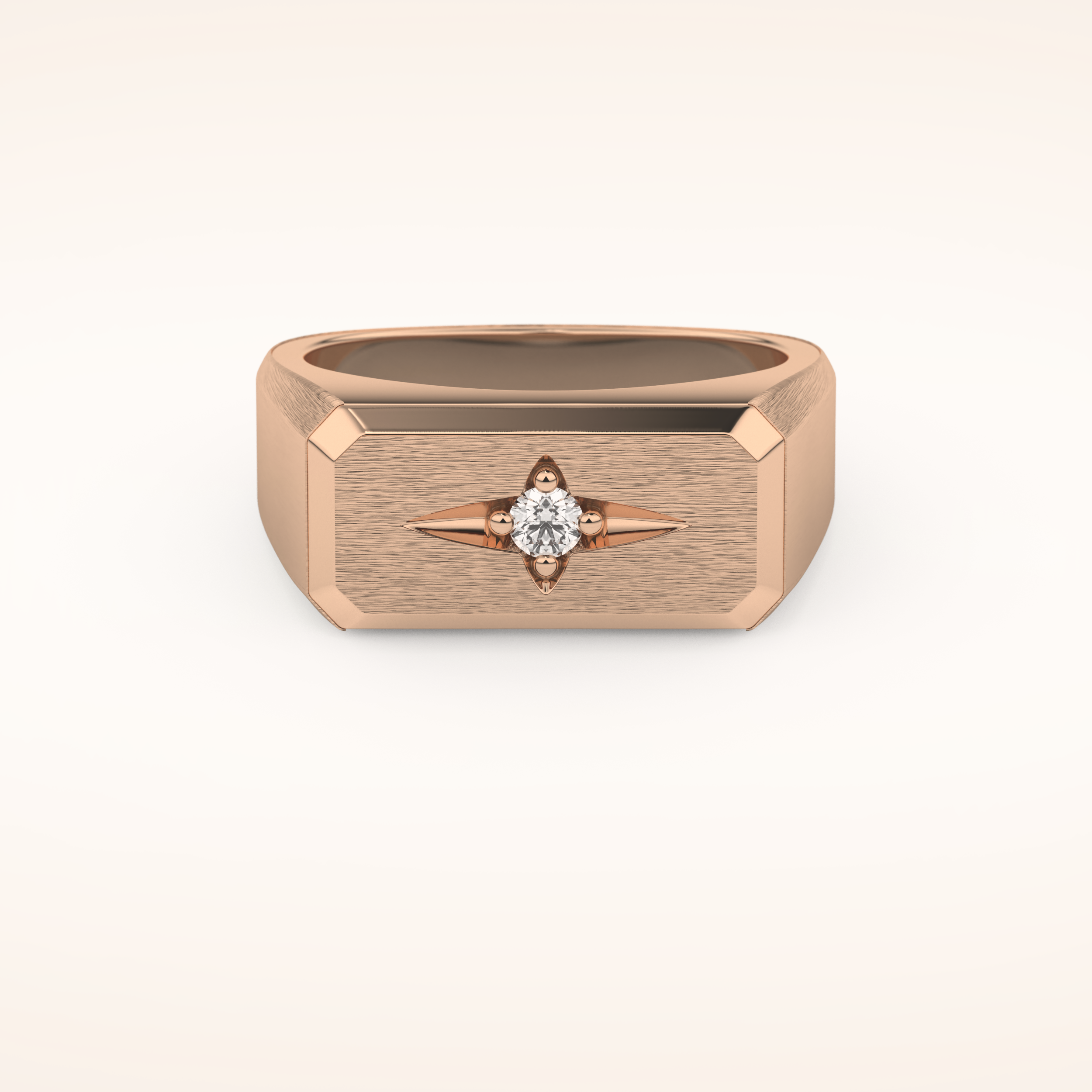 0.06 TCW Round Shaped Moissanite Signet Men's Wedding Band