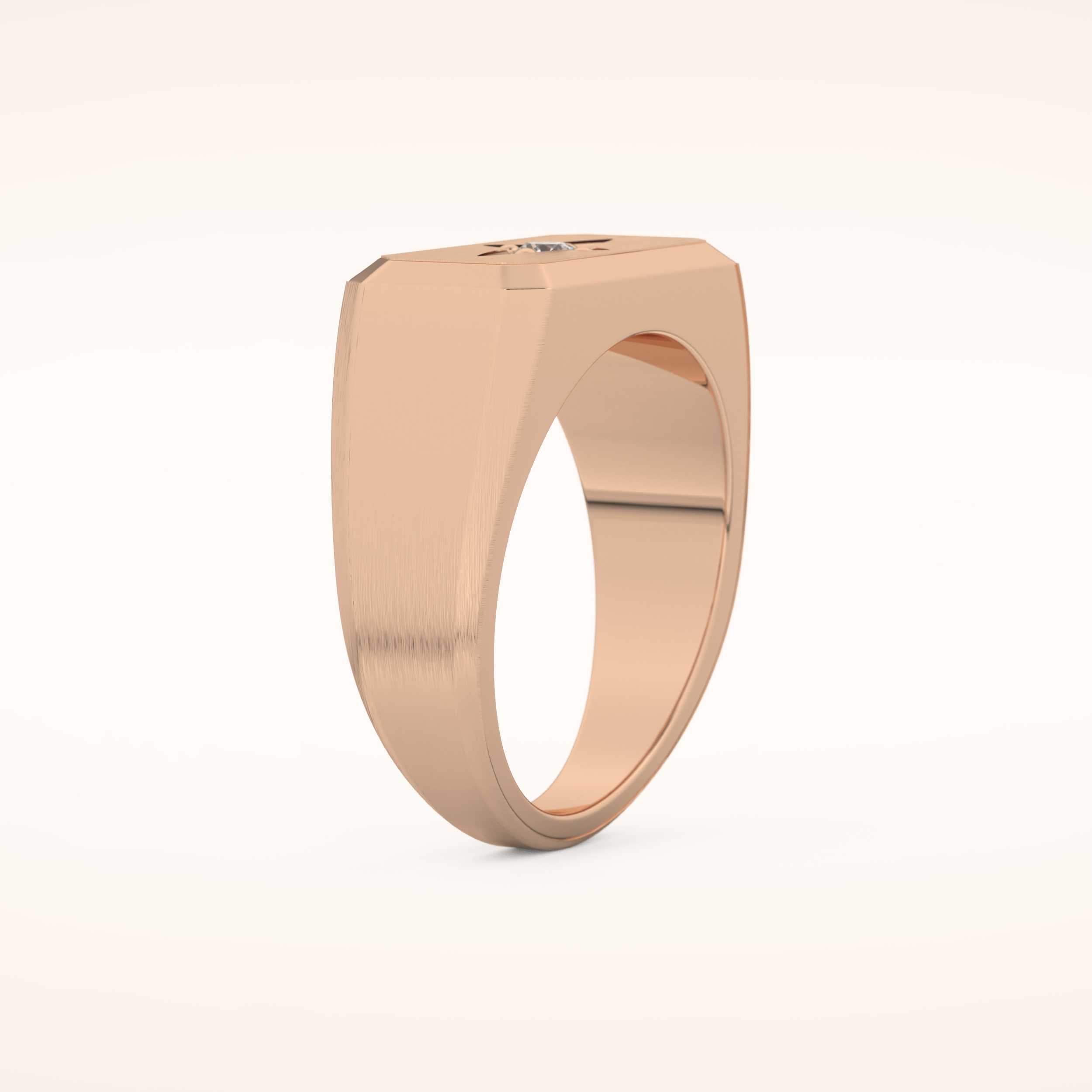 0.06 TCW Round Shaped Moissanite Signet Men's Wedding Band