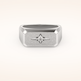 0.06 TCW Round Shaped Moissanite Signet Men's Wedding Band
