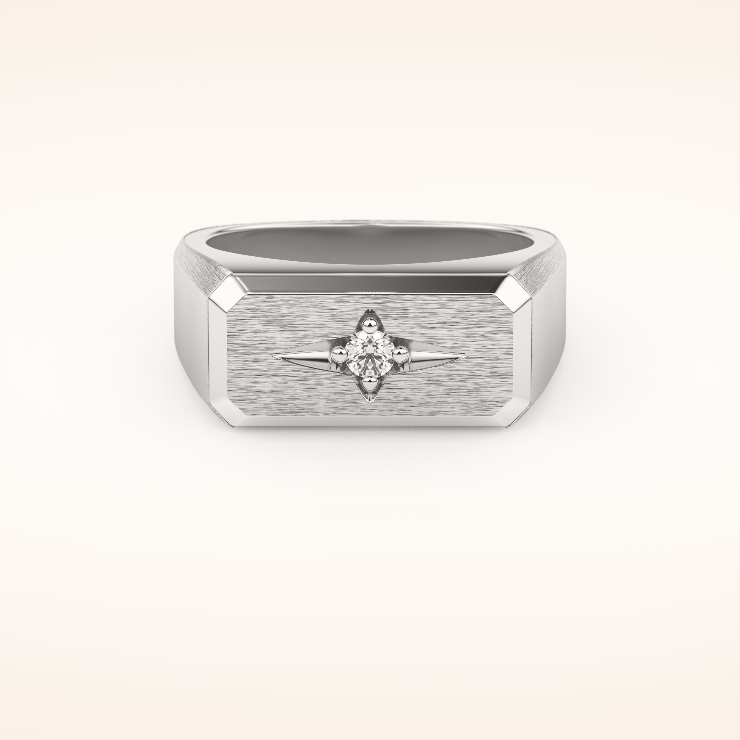 0.06 TCW Round Shaped Moissanite Signet Men's Wedding Band