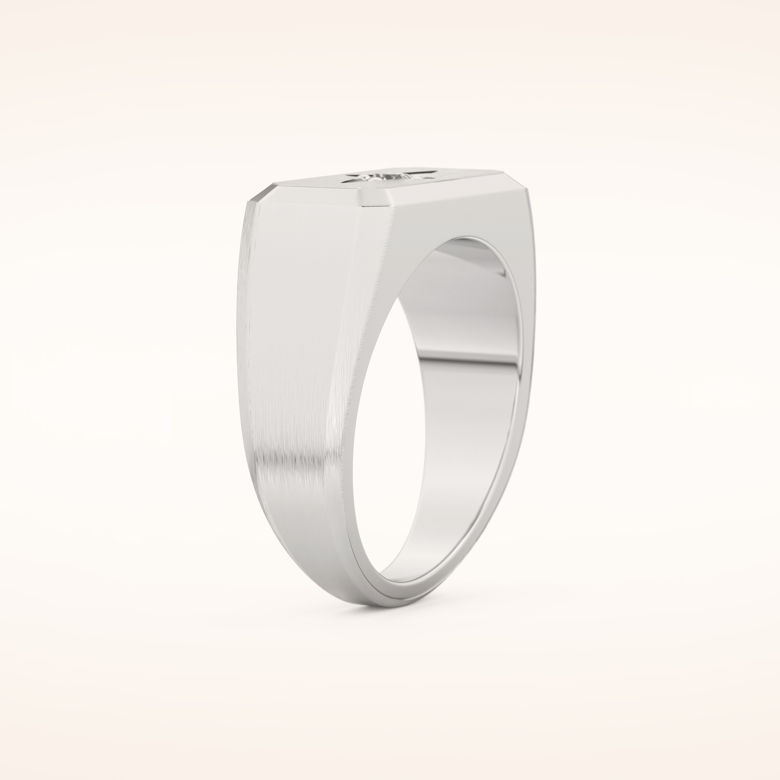 0.06 TCW Round Shaped Moissanite Signet Men's Wedding Band
