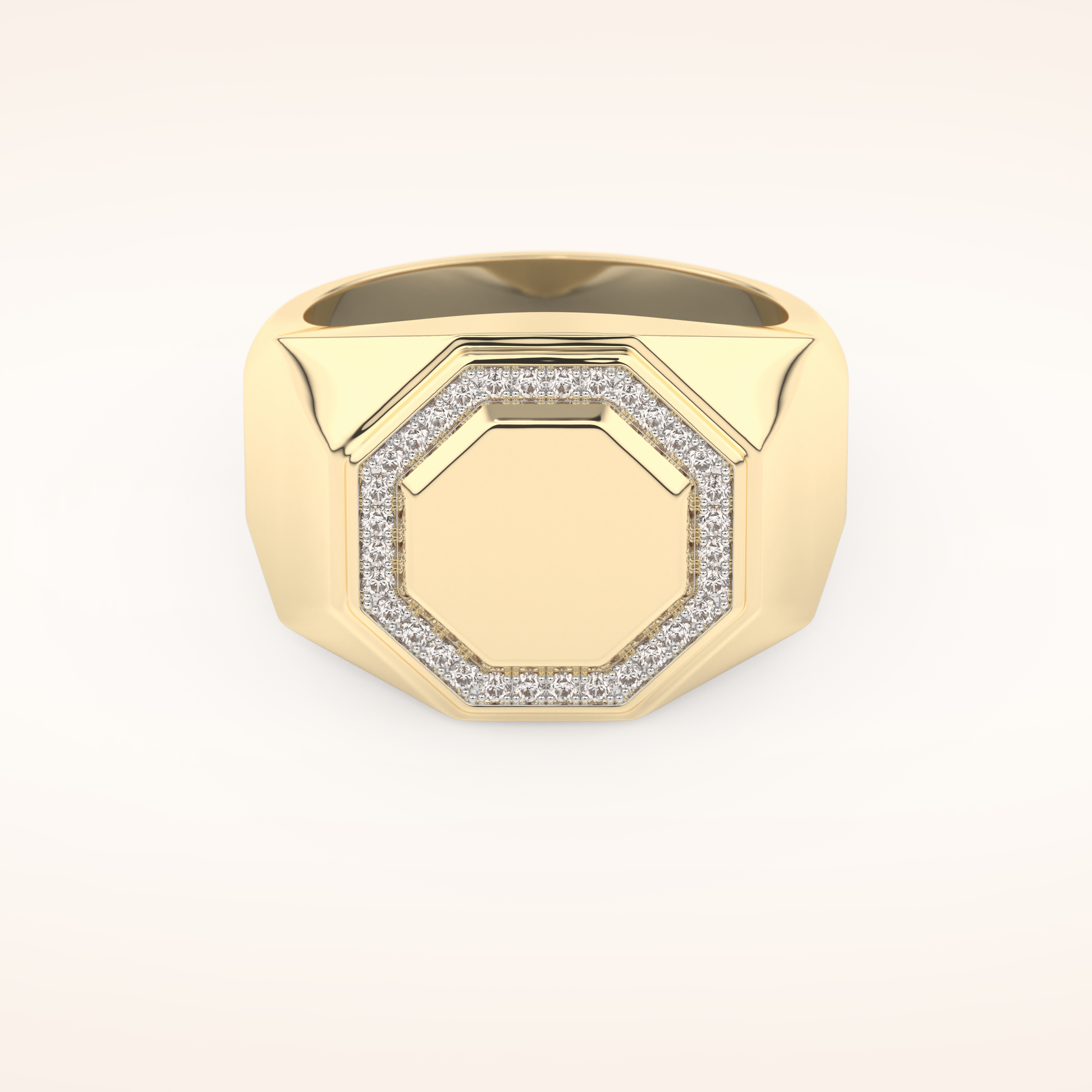 0.18 TCW Round Shaped Moissanite Signet Men's Wedding Band