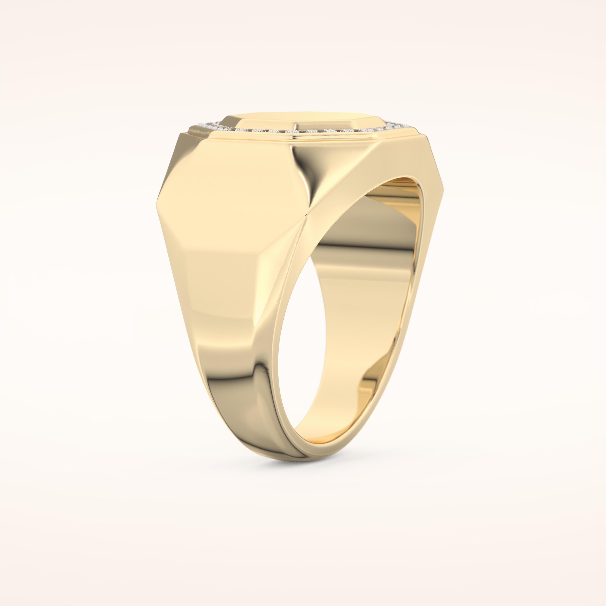 0.18 TCW Round Shaped Moissanite Signet Men's Wedding Band