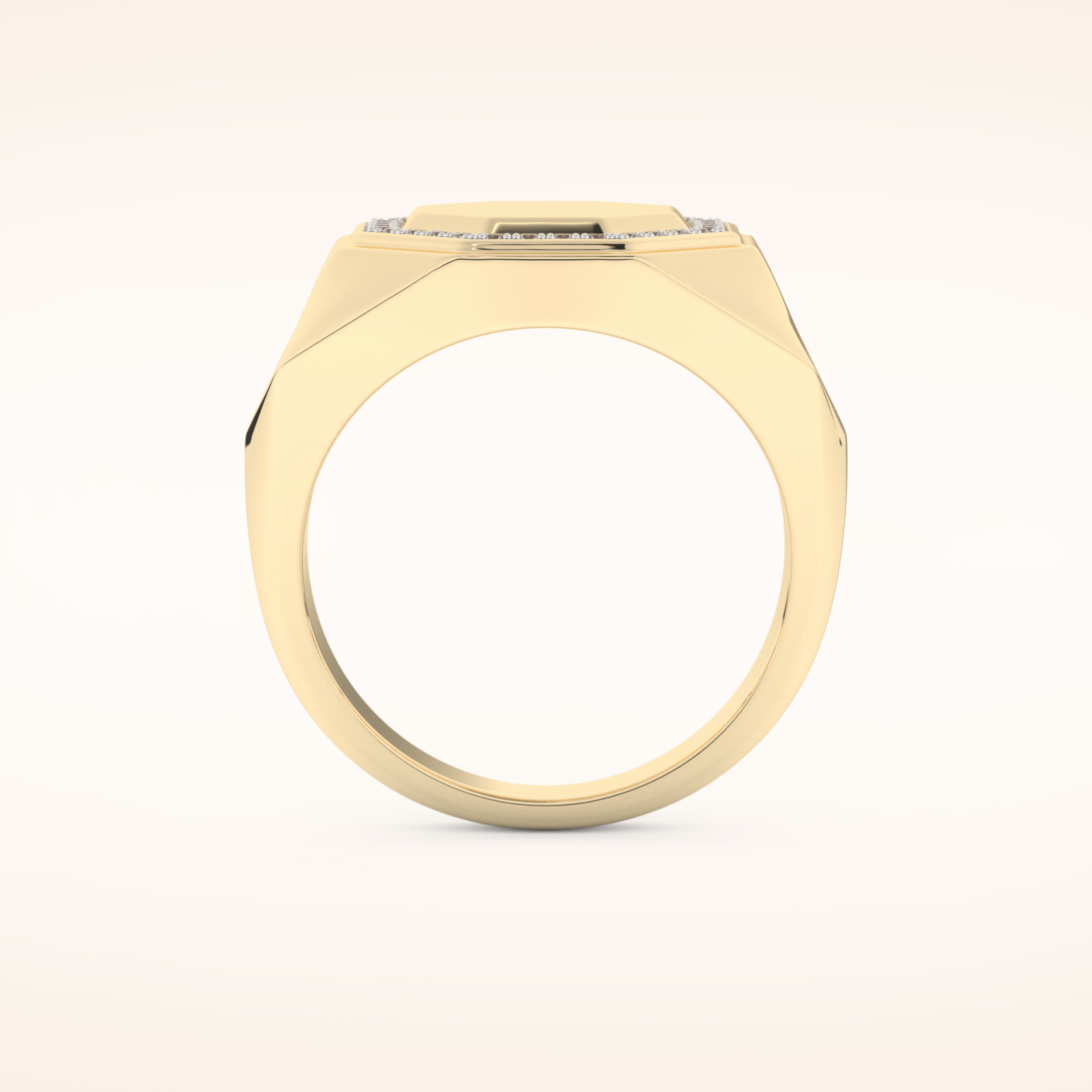 0.18 TCW Round Shaped Moissanite Signet Men's Wedding Band