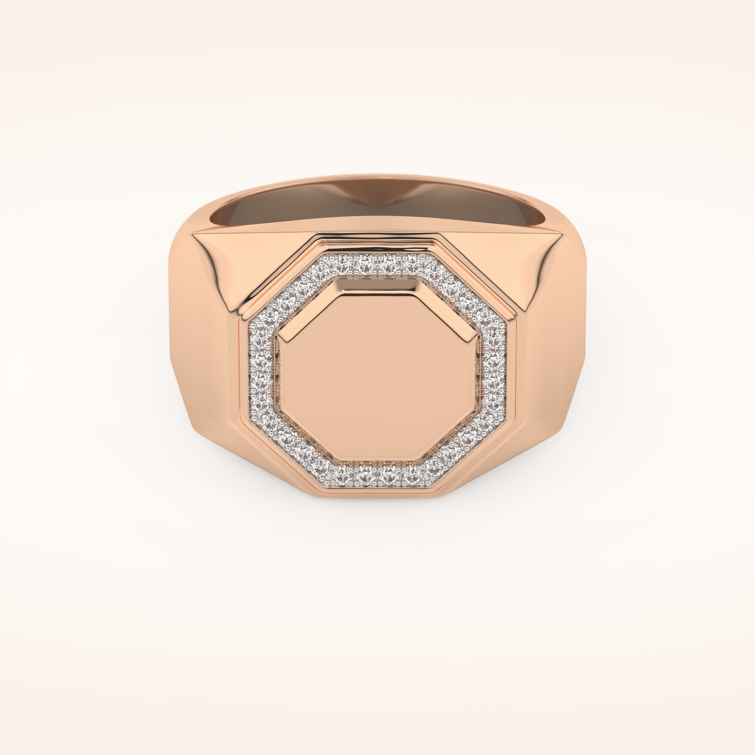 0.18 TCW Round Shaped Moissanite Signet Men's Wedding Band