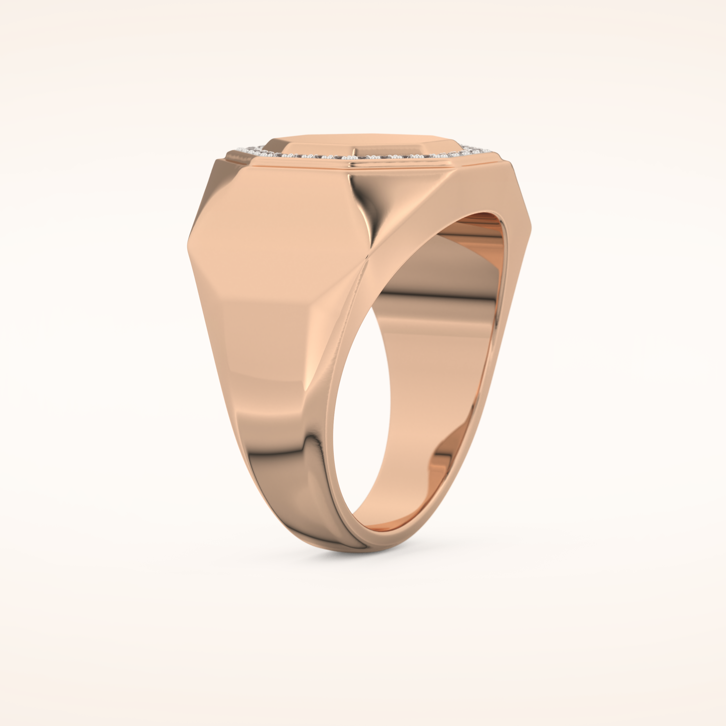 0.18 TCW Round Shaped Moissanite Signet Men's Wedding Band