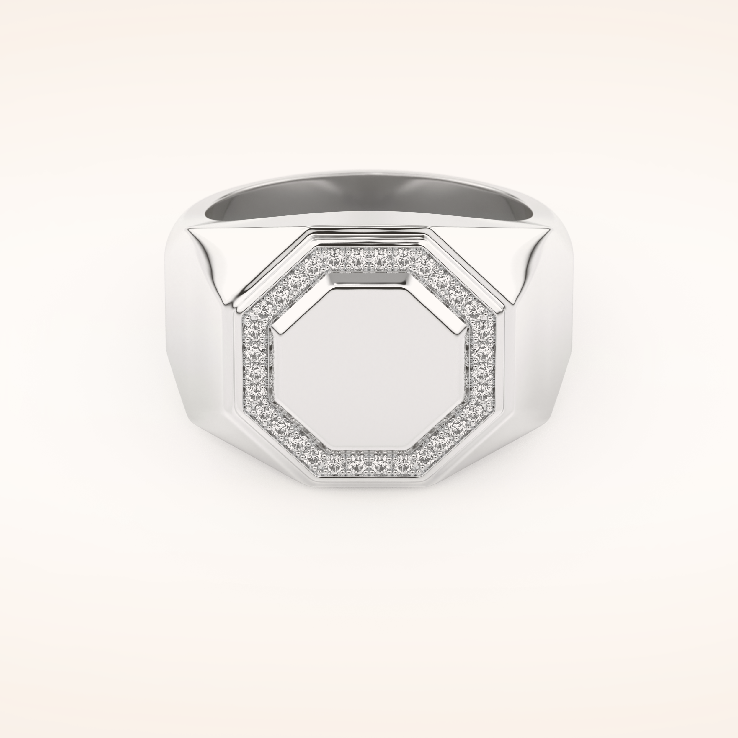 0.18 TCW Round Shaped Moissanite Signet Men's Wedding Band