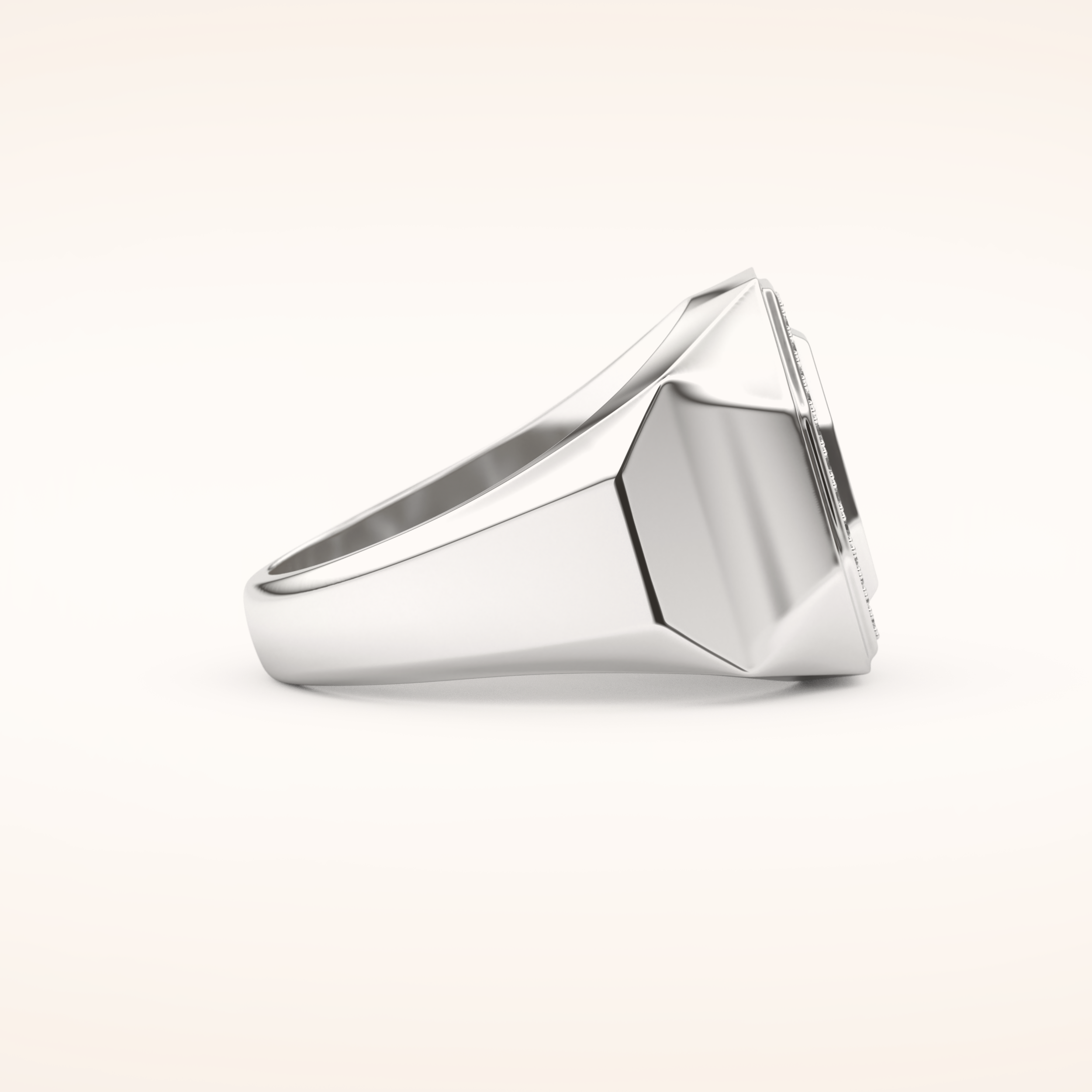 0.18 TCW Round Shaped Moissanite Signet Men's Wedding Band
