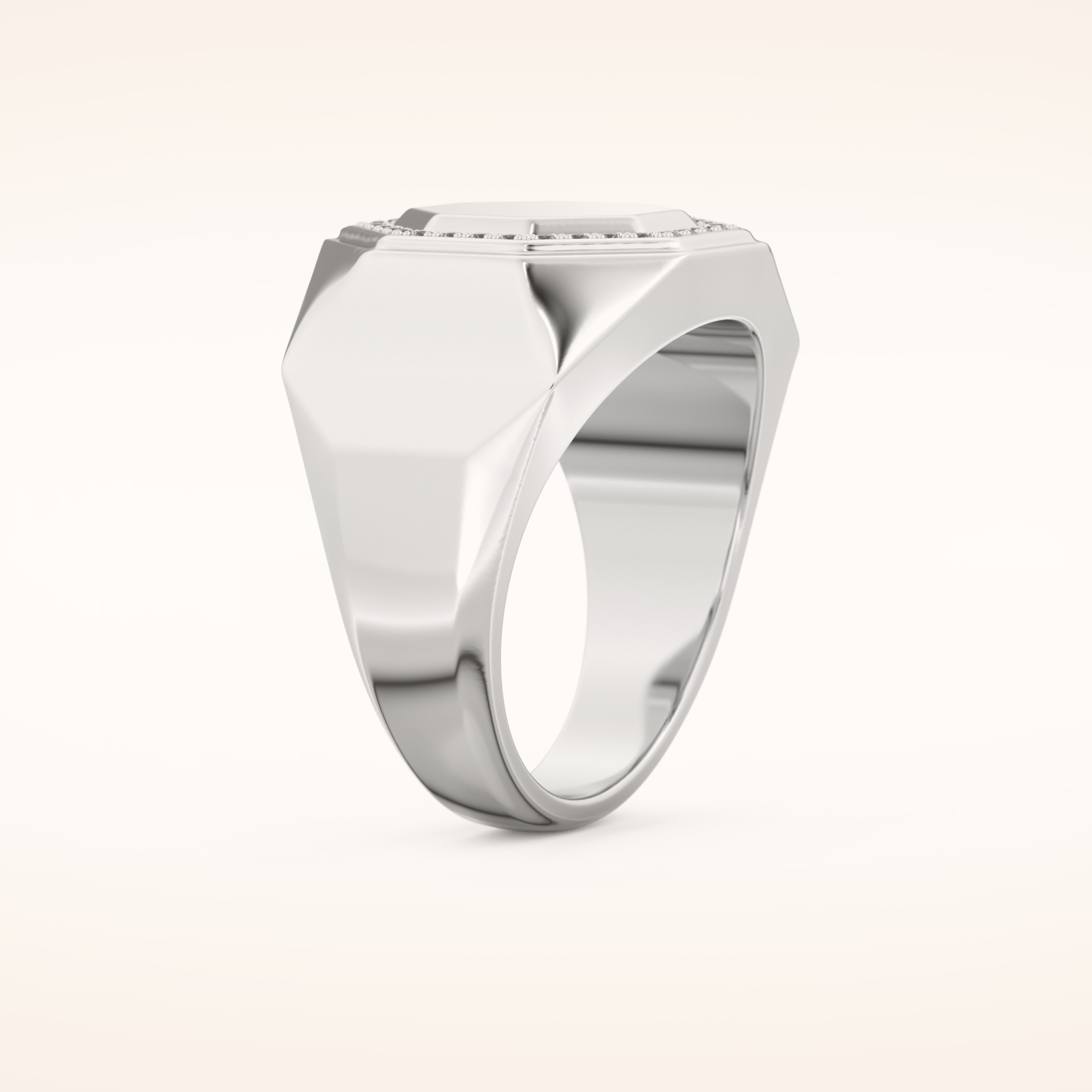 0.18 TCW Round Shaped Moissanite Signet Men's Wedding Band