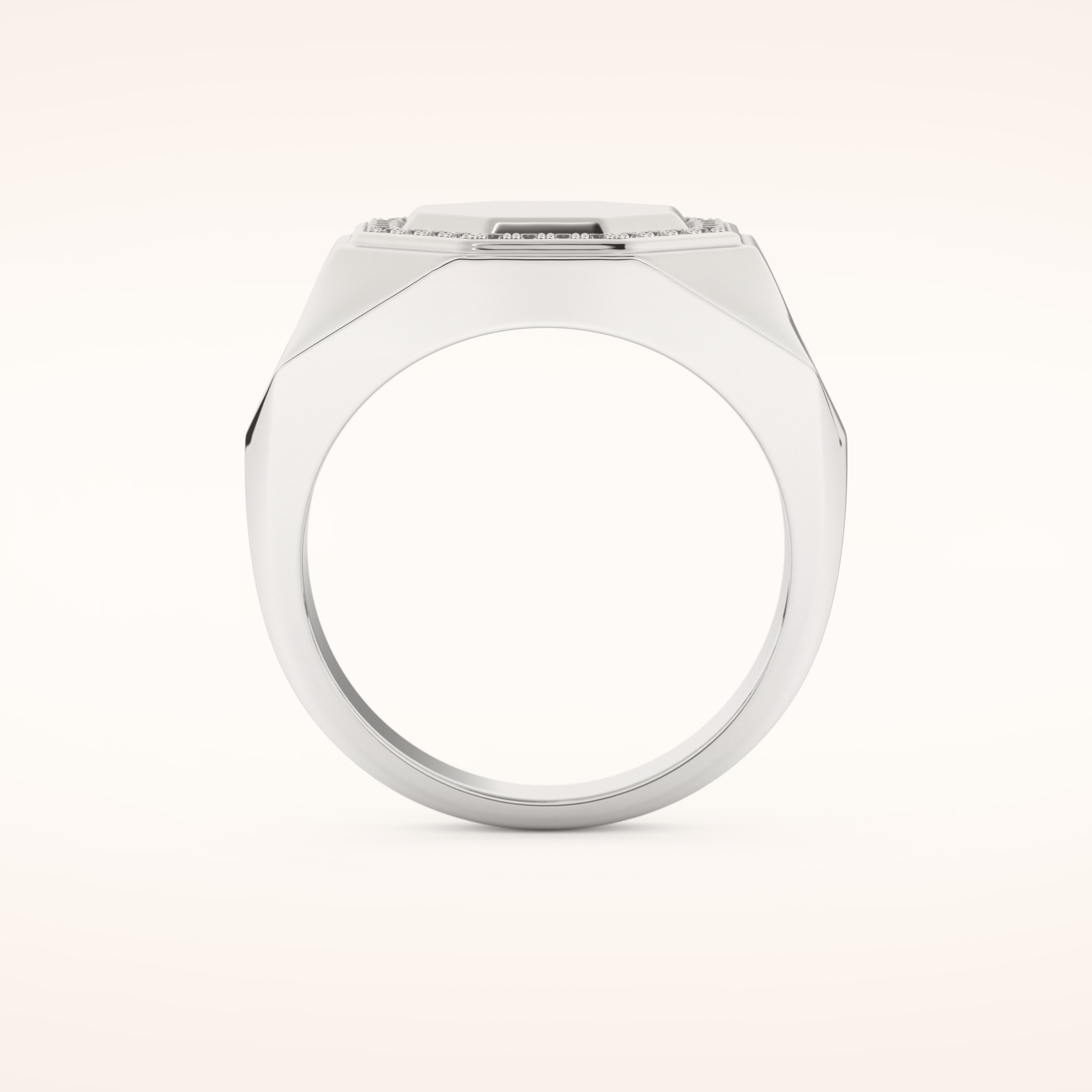 0.18 TCW Round Shaped Moissanite Signet Men's Wedding Band