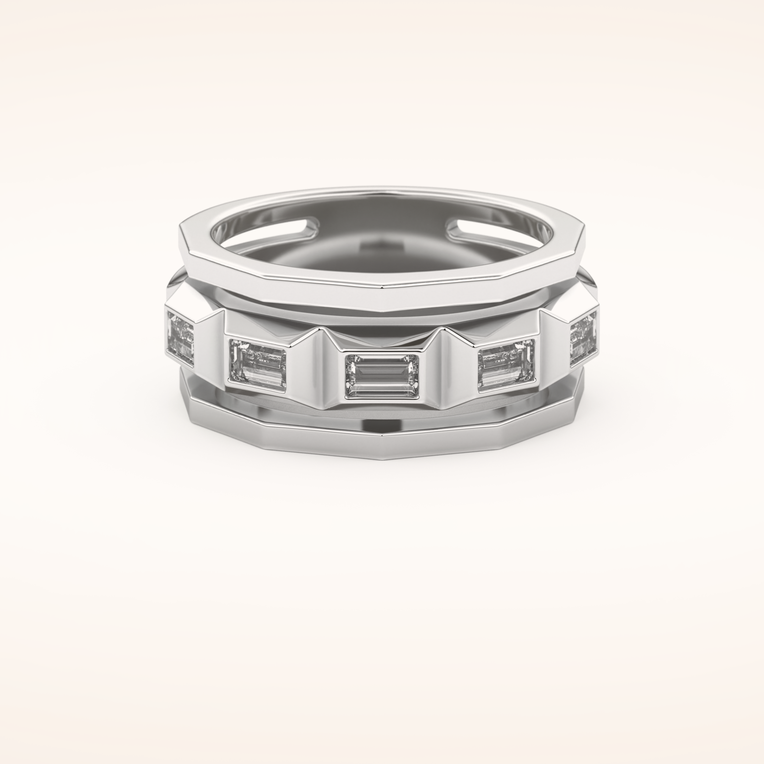 0.67 TCW Baguette Shaped Moissanite Five Stone Men's Wedding Band